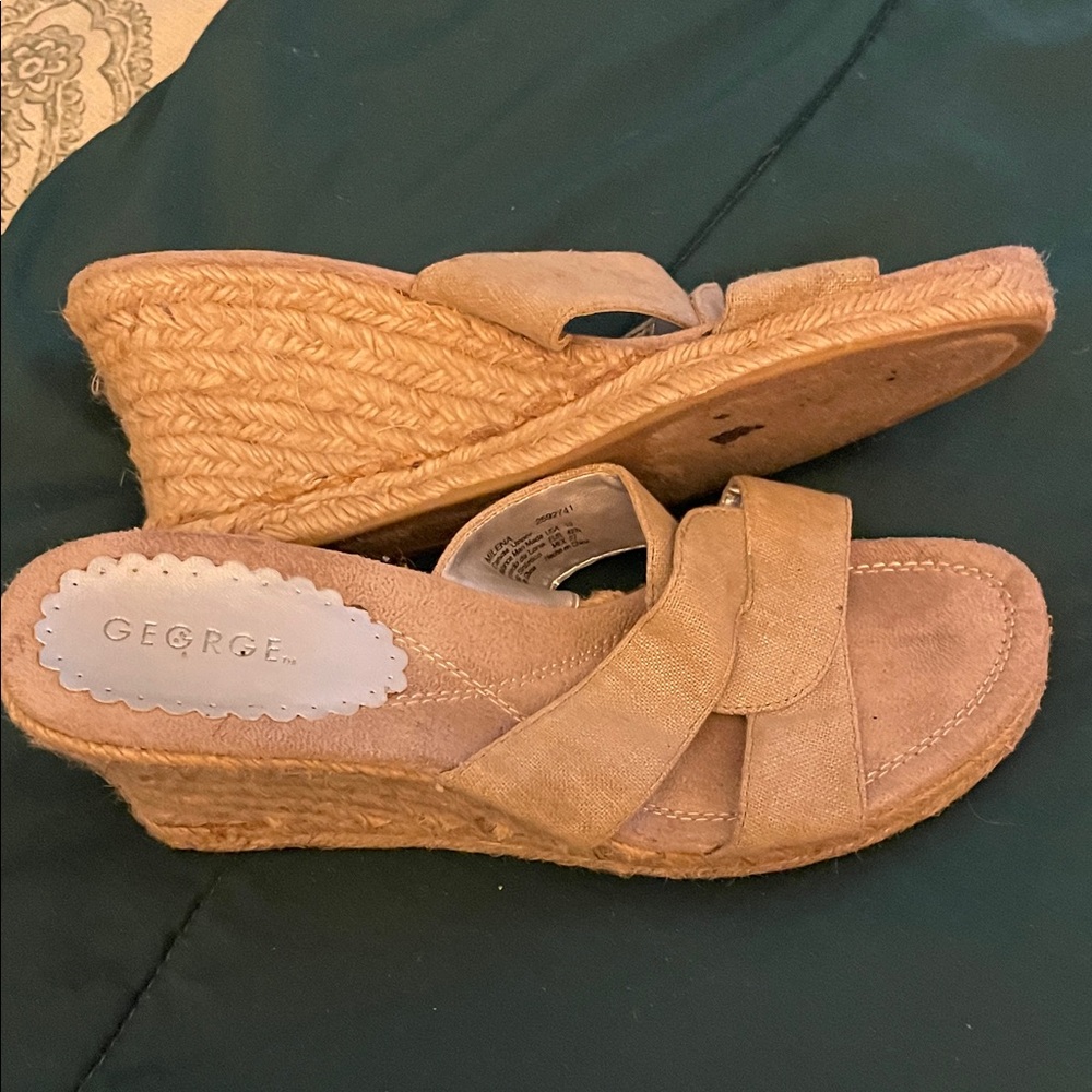 George Women's Beige Wedge Sandals